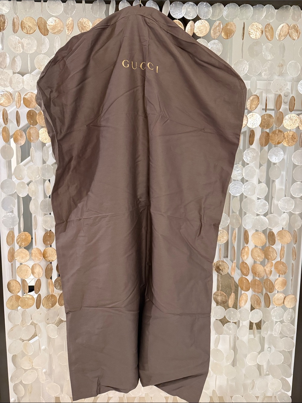 Gucci Brown Dust Garment Bag with Gold Logo